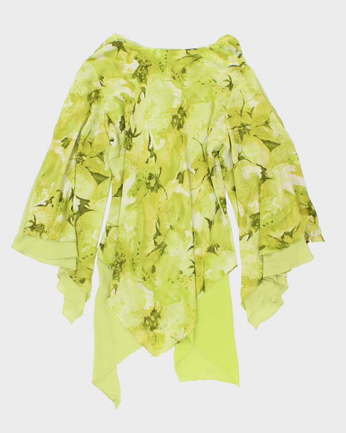 Y2k 00s Cowl Neck Bell Sleeve Green Dress - L