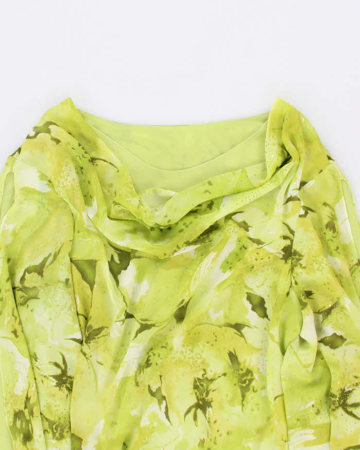 Y2k 00s Cowl Neck Bell Sleeve Green Dress - L