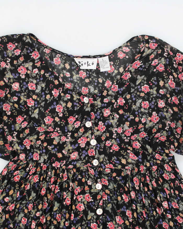 Vintage 90s Pioko Floral Baby Doll Dress - L