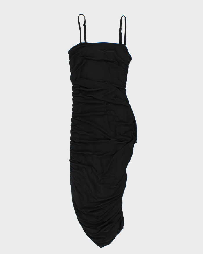 Womens Guess Y2K Black Ruched Strappy Slinky Party Dress - S