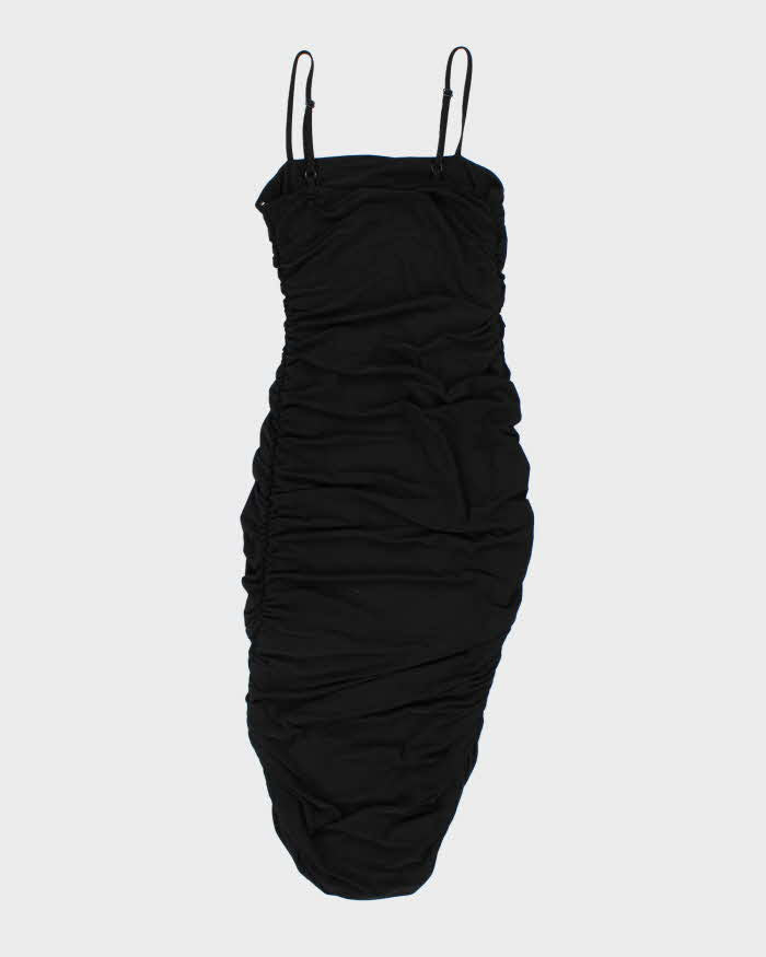 Womens Guess Y2K Black Ruched Strappy Slinky Party Dress - S