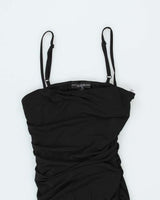 Womens Guess Y2K Black Ruched Strappy Slinky Party Dress - S