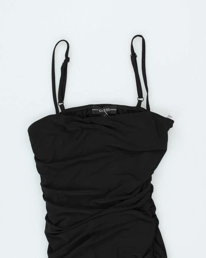 Womens Guess Y2K Black Ruched Strappy Slinky Party Dress - S