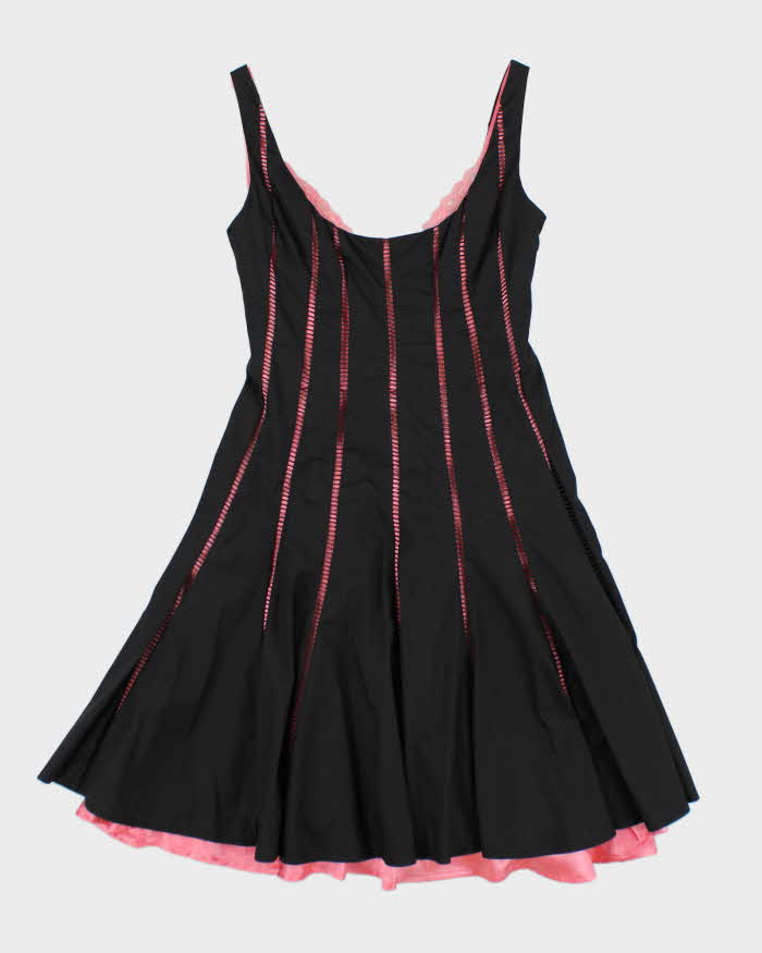 Vintage Y2k 00s Bebe Black &amp; Pink Dress - XXS