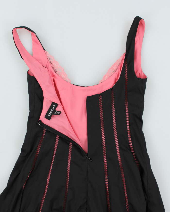 Vintage Y2k 00s Bebe Black &amp; Pink Dress - XXS