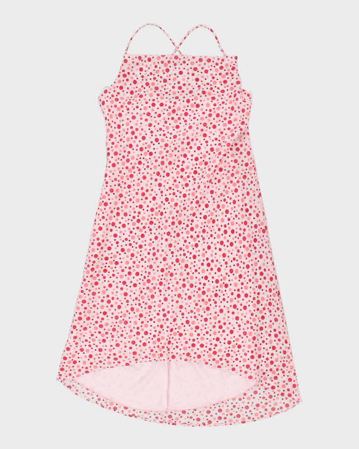 Vintage Y2k 00s Polka Dot Pink Cowl Neck Dress -  M