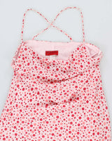 Vintage Y2k 00s Polka Dot Pink Cowl Neck Dress -  M