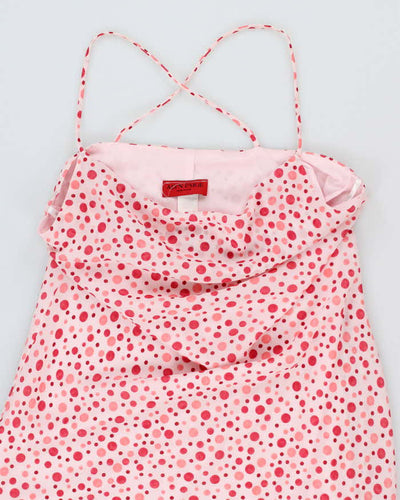 Vintage Y2k 00s Polka Dot Pink Cowl Neck Dress -  M