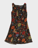 Vintage Y2k 00s Floral Brown Cowl Neck Dress - S