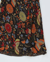Vintage Y2k 00s Floral Brown Cowl Neck Dress - S