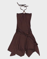 Y2k 00s Bay Brown Halter Dress - S