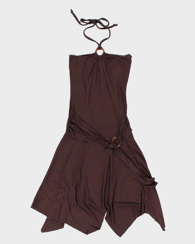 Y2k 00s Bay Brown Halter Dress - S