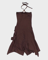 Y2k 00s Bay Brown Halter Dress - S