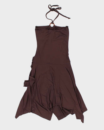 Y2k 00s Bay Brown Halter Dress - S
