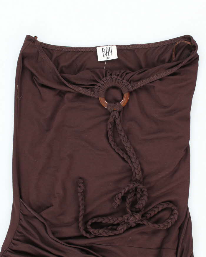 Y2k 00s Bay Brown Halter Dress - S