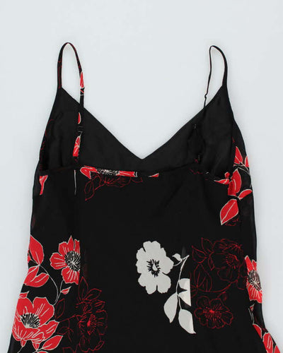 Y2k 00s Black & Red Floral Dress - M