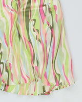Y2k 00s Silk Green Pattern Dress - S