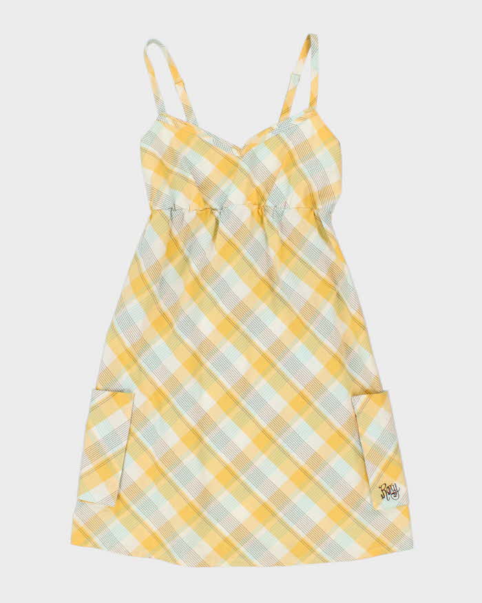 Y2k 00s Roxy Yellow Check Dress - M