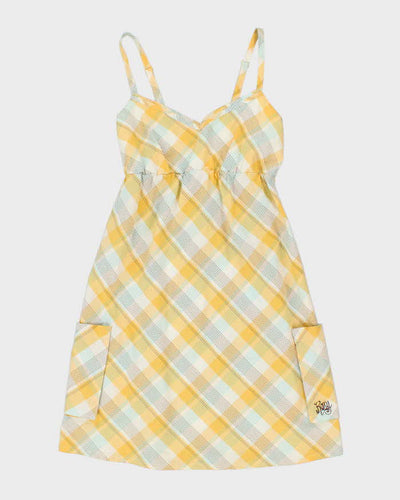 Y2k 00s Roxy Yellow Check Dress - M