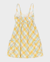 Y2k 00s Roxy Yellow Check Dress - M