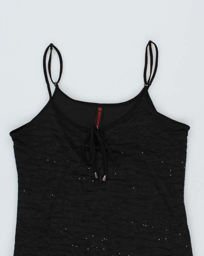 Y2k 00s Simon Chang Black Sparkly Dress - M