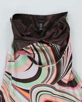 Y2k 00s Silk Swirl Halter Dress - M