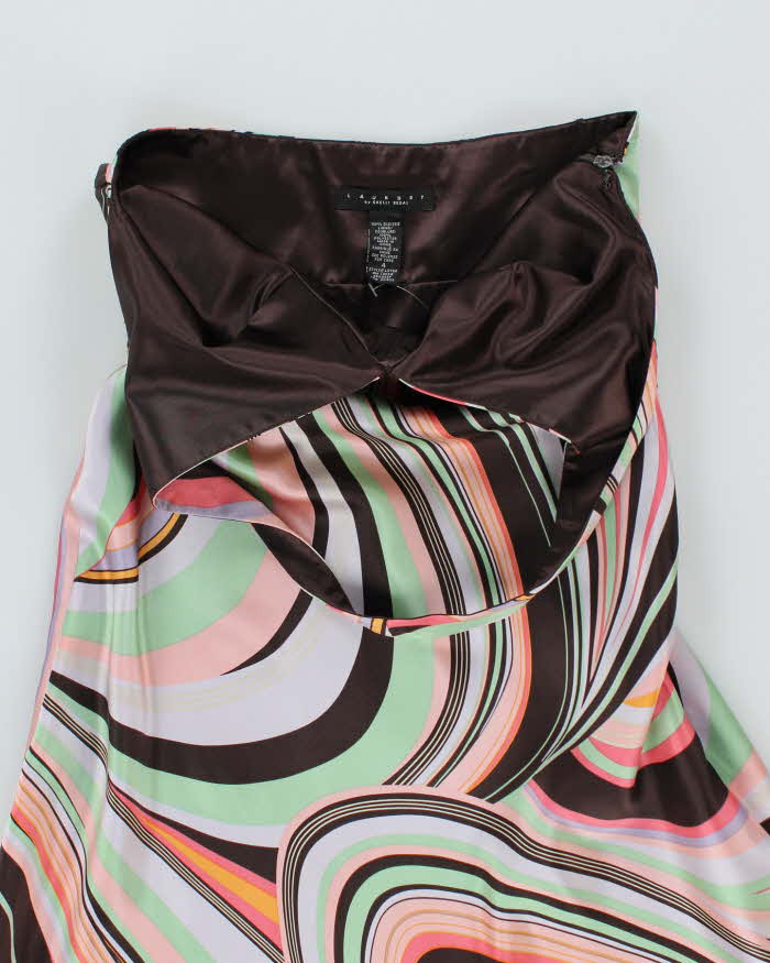 Y2k 00s Silk Swirl Halter Dress - M