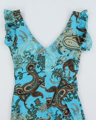 Vintage 90s Be Smart Blue Paisley Pattern Dress - S