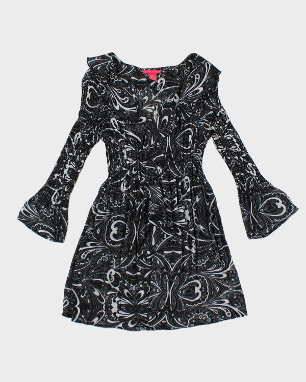 Y2k 00s Sunny Leigh Sheer Ruffle Pattern Dress - S