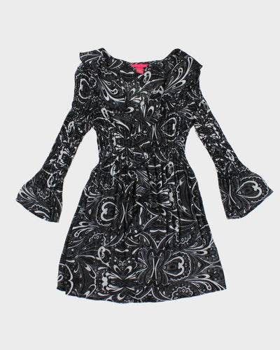 Y2k 00s Sunny Leigh Sheer Ruffle Pattern Dress - S