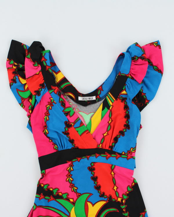 Y2k 00s Cecile Malo Pattern Dress - S