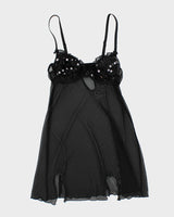 Y2k 00s Sentiments Mesh Sequin Dress - S