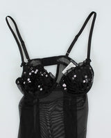 Y2k 00s Sentiments Mesh Sequin Dress - S