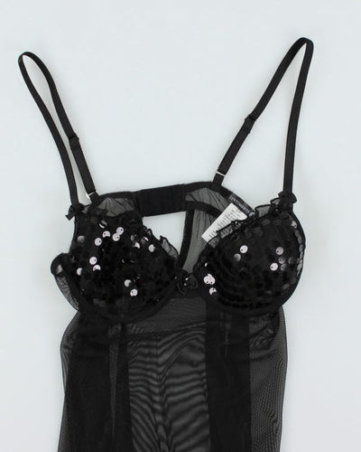 Y2k 00s Sentiments Mesh Sequin Dress - S
