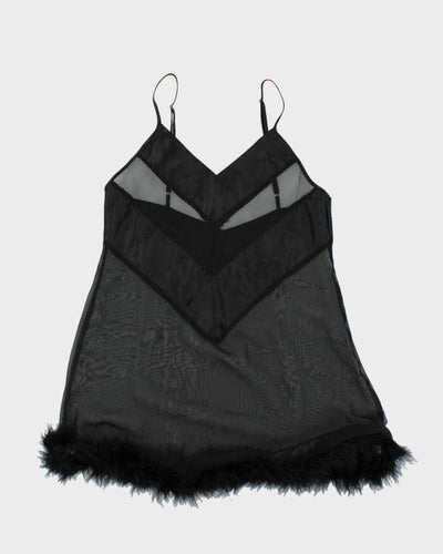 Y2k 00s Black Fluffy Mesh Slip - M