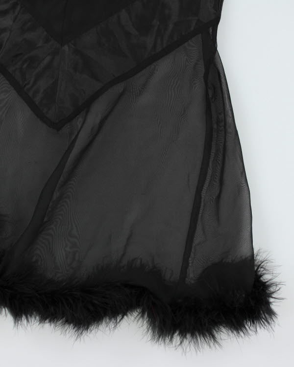 Y2k 00s Black Fluffy Mesh Slip - M