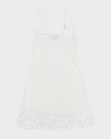 Y2k 00s La Vie En Rose White Mesh Slip Dress - M