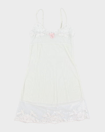 Y2k 00s La Vie En Rose White Mesh Slip Dress - M