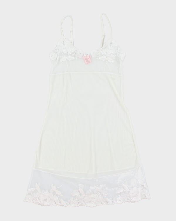 Y2k 00s La Vie En Rose White Mesh Slip Dress - M