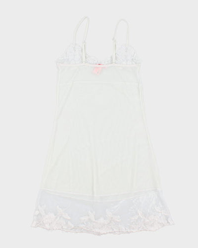 Y2k 00s La Vie En Rose White Mesh Slip Dress - M