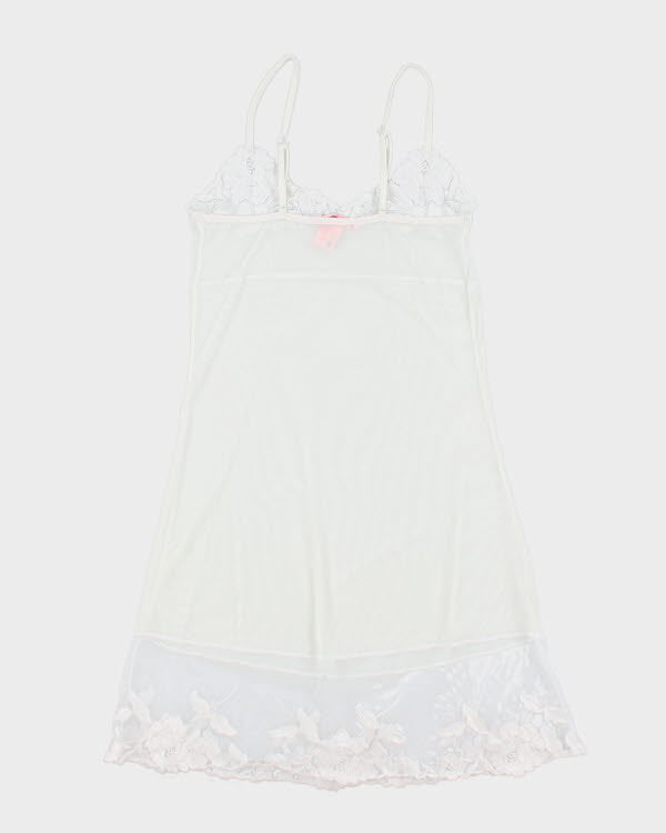 Y2k 00s La Vie En Rose White Mesh Slip Dress - M