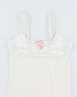 Y2k 00s La Vie En Rose White Mesh Slip Dress - M