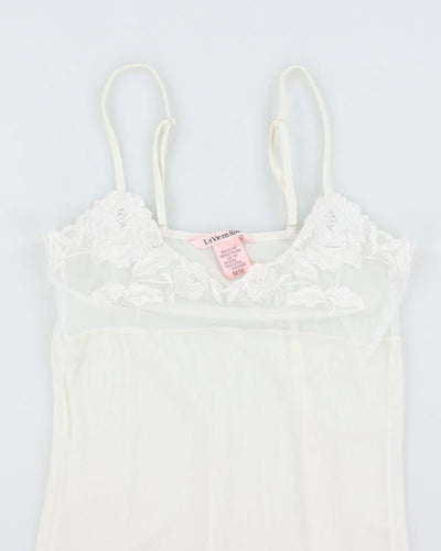Y2k 00s La Vie En Rose White Mesh Slip Dress - M