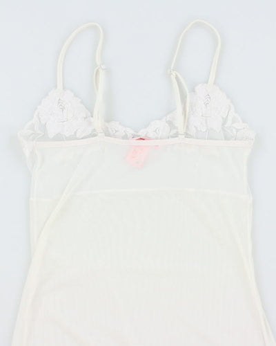 Y2k 00s La Vie En Rose White Mesh Slip Dress - M