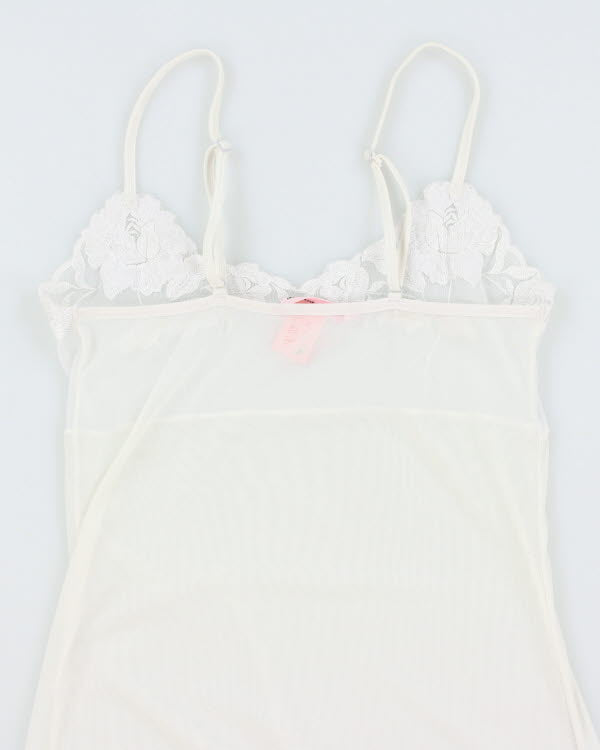 Y2k 00s La Vie En Rose White Mesh Slip Dress - M
