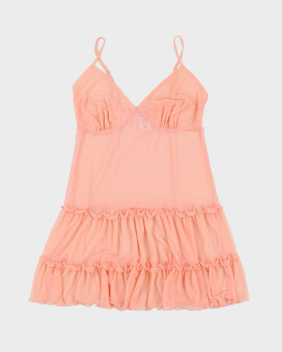 Y2k 00s La Vie En Rose Pink Mesh Mini Slip - M