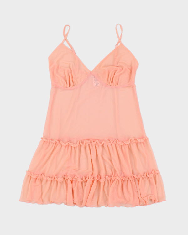 Y2k 00s La Vie En Rose Pink Mesh Mini Slip - M