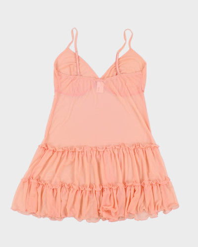 Y2k 00s La Vie En Rose Pink Mesh Mini Slip - M