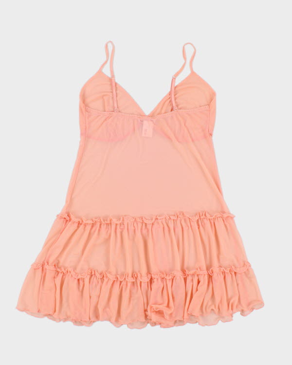 Y2k 00s La Vie En Rose Pink Mesh Mini Slip - M