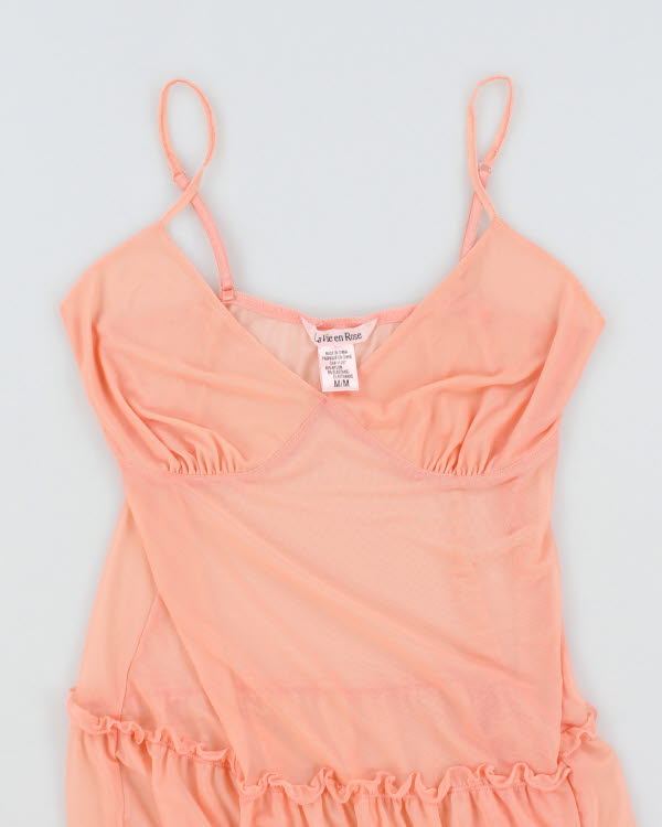 Y2k 00s La Vie En Rose Pink Mesh Mini Slip - M